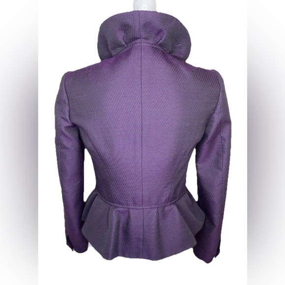 Red Valentino Purple Ruffle Jacket Blazer COAT Womens US Size 2 Made in Italy - Picture 3 of 14